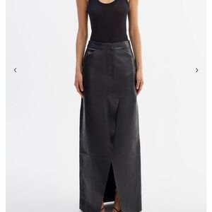 NWT Lamarque Mariette Black Leather Maxi Skirt
